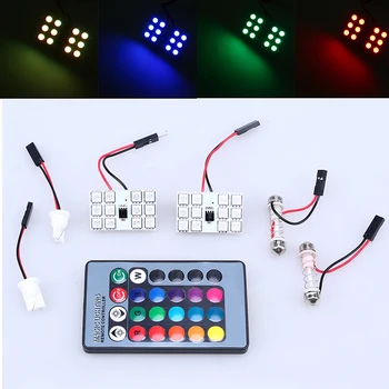 

POSSBAY 2x Car RGB Remote Control Dome Light Universal T10 Colorful Auto Reading Panel Interior Atmosphere Reading Lamp DC 12V