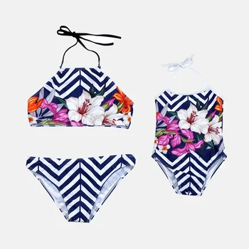 

Flower Mother Daughter Swimsuits Beach Mommy and Me Swimwear Clothes Family Look Mum Mom and Baby Matching Bikini Dresses