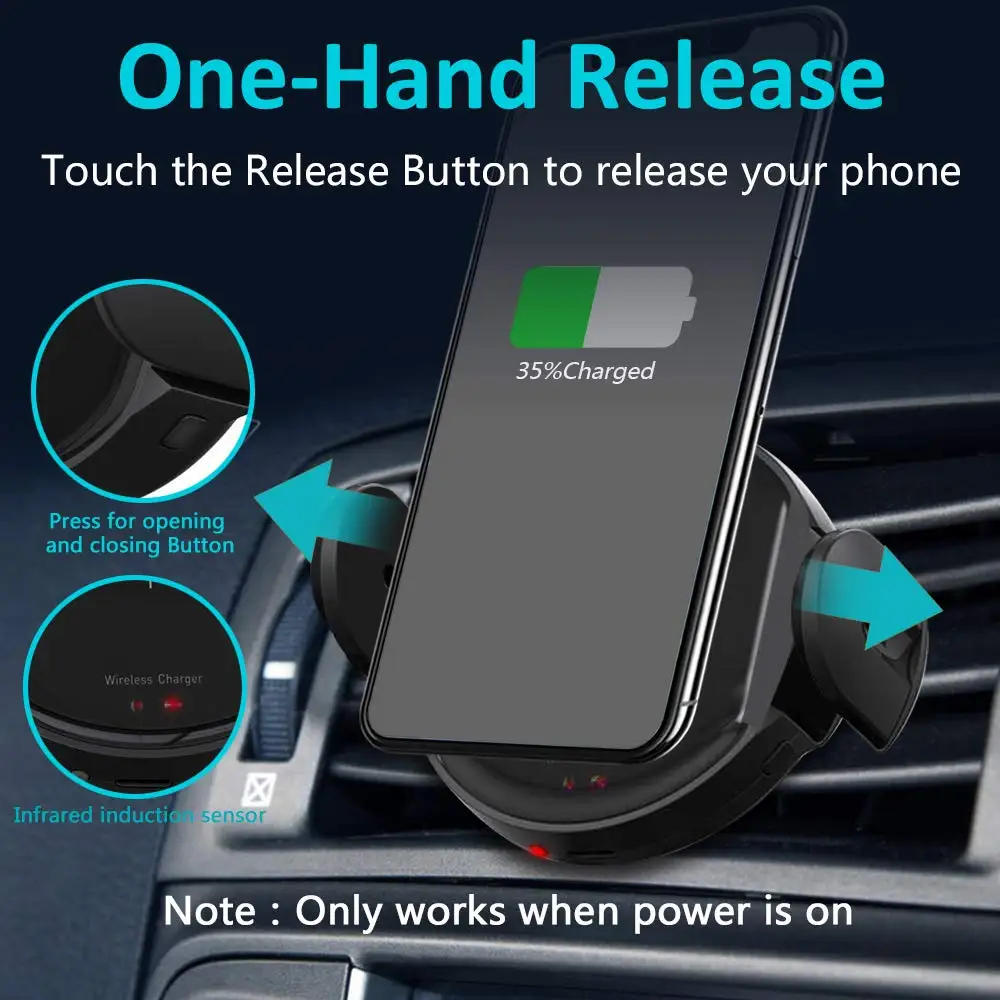 15 Вт автоматическое автомобильное беспроводное зарядное устройство инфракрасный датчик для iPhone XS XR X 8 11 samsung Note 10 S10 S9 Быстрая Зарядка QI держатель телефона