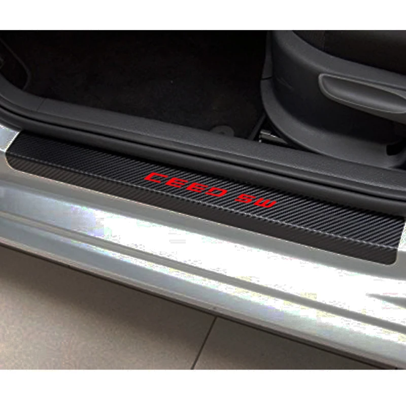 Для Kia Ceed sw Углеродное Волокно Винил Автомобиля Накладка порога защитная наклейка 4 шт