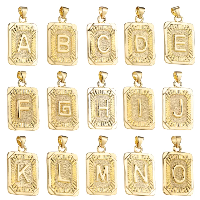 Juya-Breloques en Laiton Faites à la Main avec Lettres de l'Alphabet pour  Homme et Femme, Pendentif à la Mode avec Nom, Bracelet et Collier pour  Exécutif, 24.3x15.6mm - AliExpress