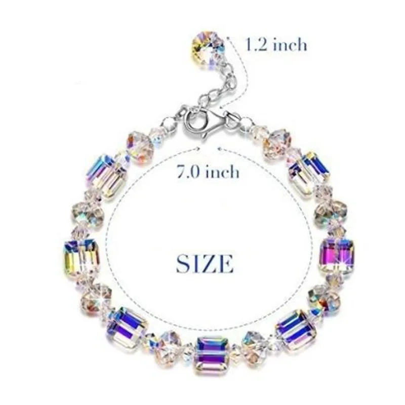 Fashion Square Austrian Crystal Women's Bracelet Luxury Wedding Jewelry Charm Bracelet Ladies Best Friend Hand Bracelet Jewelry