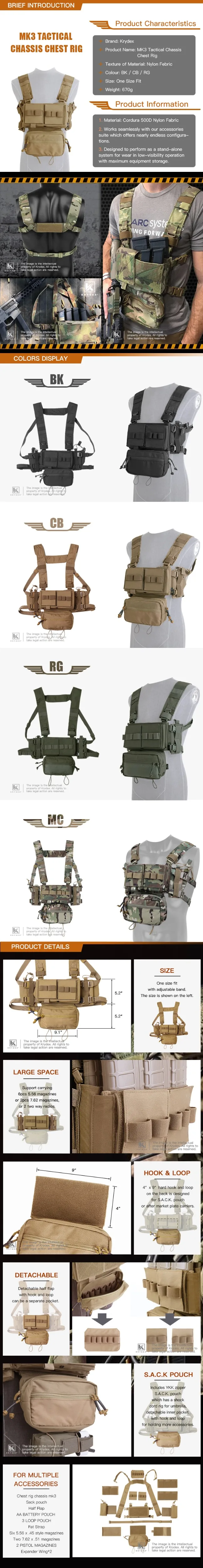 KRYDEX MK3 Tactical Classis Chest Rig For Spiritus Airsoft Hunting Mini Ranger Military Carrier Vest w/ Magazine Pouch RG Color KRYDEX MK3 Tactical Classis Chest Rig For Spiritus Airsoft Hunting Mini Ranger Military Carrier Vest w/ Magazine Pouch RG Color