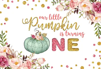 

Our little pumpkin is turning one Photography Studio baby shower Backgrounds Newborn Birthday Party Photo Backdrop