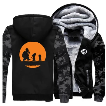 

Japan Anime Dragon Ball Z Men Hooded Sweatshirt Master Roshi Goku Print Coat Zipper Harajuku Streetwear Winter Warm Jacket