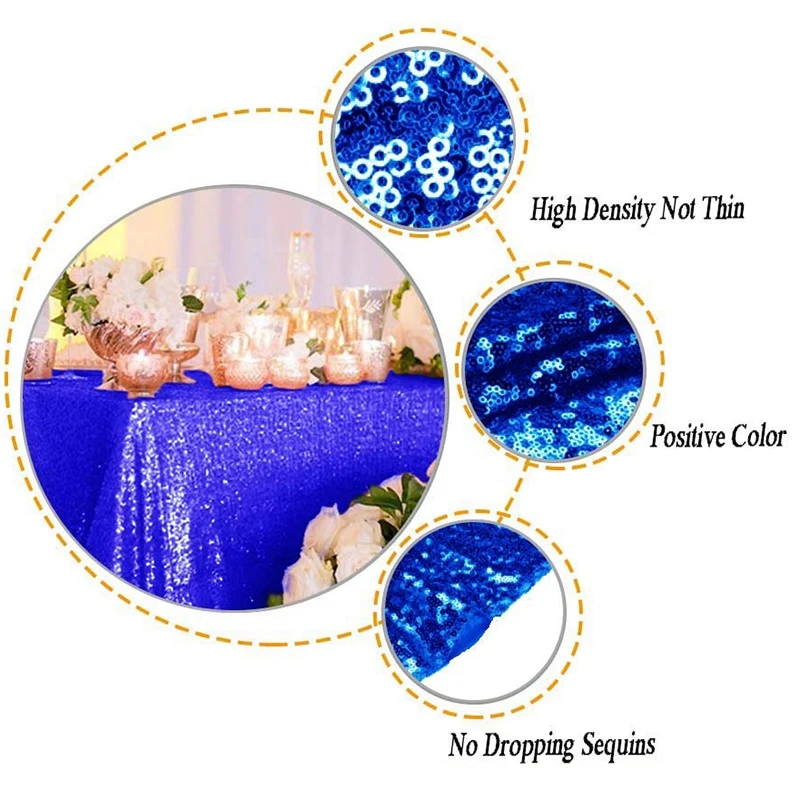 Sparkly Sequin Tablecloth-Royal Blue-48X72-Inch Sequin Rectangular Tablecloths Fabric Tablecloths-Glitter Table Cloth(Royal Blu