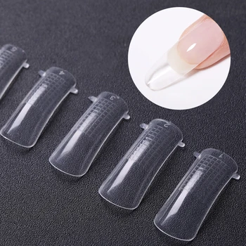 

100pcs Natural False Nail Tips Quick Building Mold Tips Nail Dual Forms Finger Extension Nail Art UV Extend Gel Nail Extens