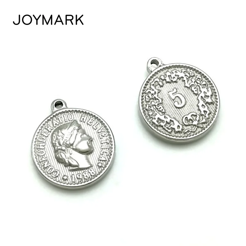 Vintage 15mm Round Stainless Steel Coin Pendants Portrait Charms For DIY Bracelet Necklace Fashion Jewelry Accessories BXGA061