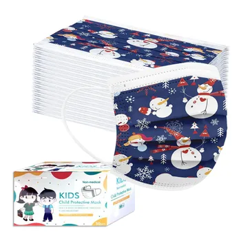 

Children's Christmas Facemask 3 Ply Protective Mouth and Nose Cover Disposable Masks With Elastic Earloop Breathable Masks