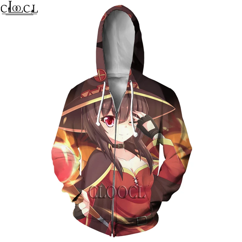 

HX Newest Zipper Hoodie Anime Girl Megumin Konosuba Men Women 3D Print Harajuku Casual Hip Hop Streetwear Tops Drop Shipping