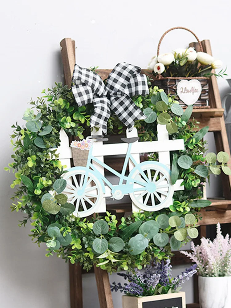 Spring Artificial Wreath For Front Door Wall Decor Beautiful Handcrafted Design Home Decorations Lovely Durable Green Leaf Wreat | Дом и сад
