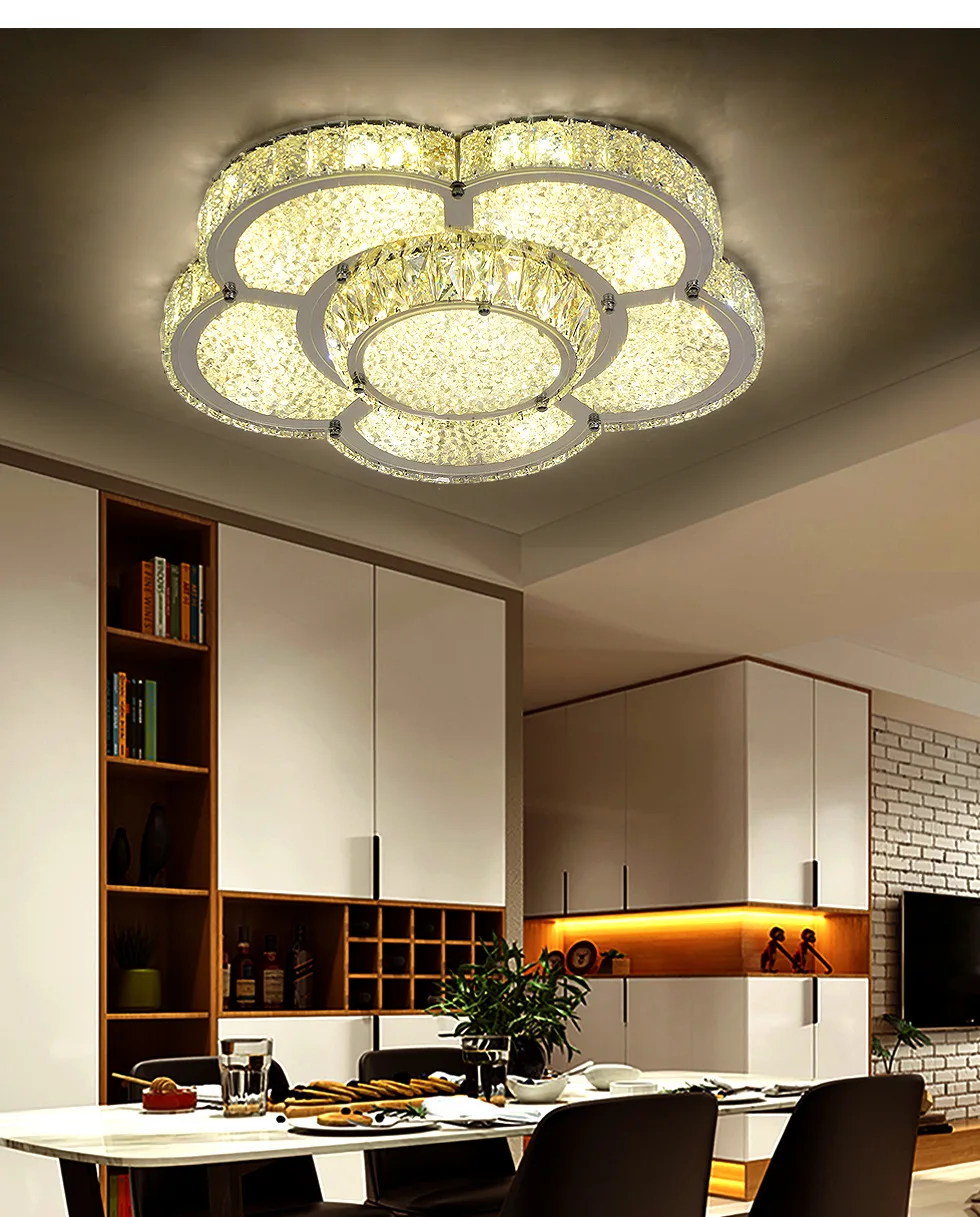 Crystal Ceiling Lamp Led Modern Minimalist Room Living Room Lamp New Wedding Room Warm and Romantic Lamps