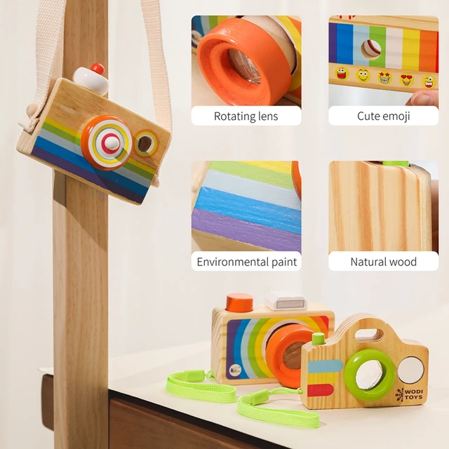 Wooden SLR Camera Toys Cute Colourful Nordic Hanging Toy Montessori Toy Room Decor Furnishing Articles DIY Presents Baby Gift 5