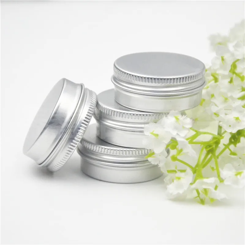 

50/100/200pcs 10g 15g Empty Silver Aluminum Tins Cans Screw Top Round Candle Spice Tins Cans with Screw Lid Containers