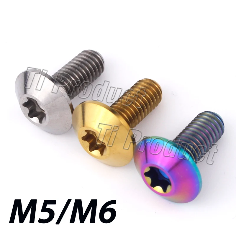 M4 M5 M6 x15mm 5pcs Titanium Tapping Screws Bolts for Motorcycle Shell Retrofit