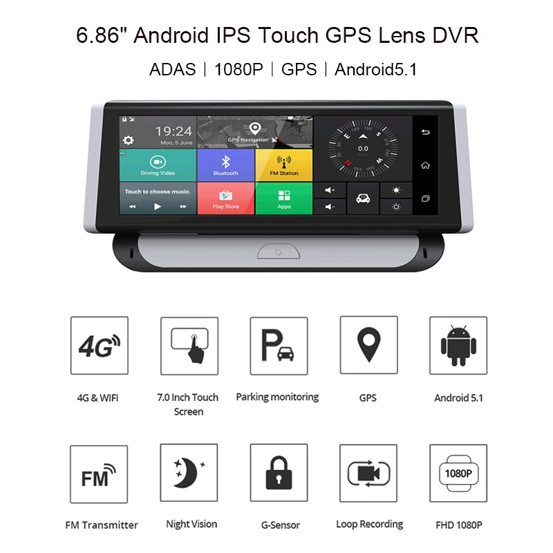 Anfilite 10 шт. 4G Мобильный DVR Камера gps 6," Android 5,1 Автомобильные видеорегистраторы WI-FI 1080P видео Регистраторы регистратор видеорегистратор парковки мониторинга