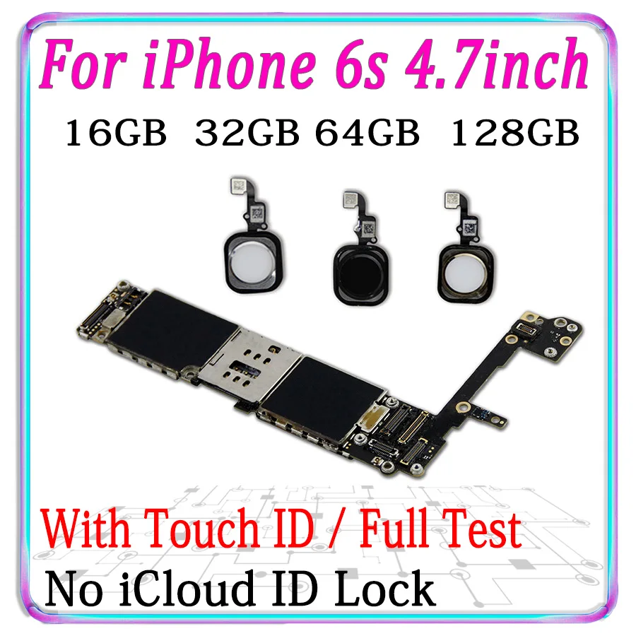 Оригинальная разблокированная материнская плата для iphone 6s 16 Гб/32 ГБ/64 Гб/128 ГБ с/без Touch ID, материнская плата для iphone 6 s