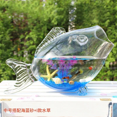 Kreatív Hal Alakú Üveghalak Akvárium Vastag Áttetsző, Nem Mérgező Ólom-Mini Aranyhal Tartály - Image 5