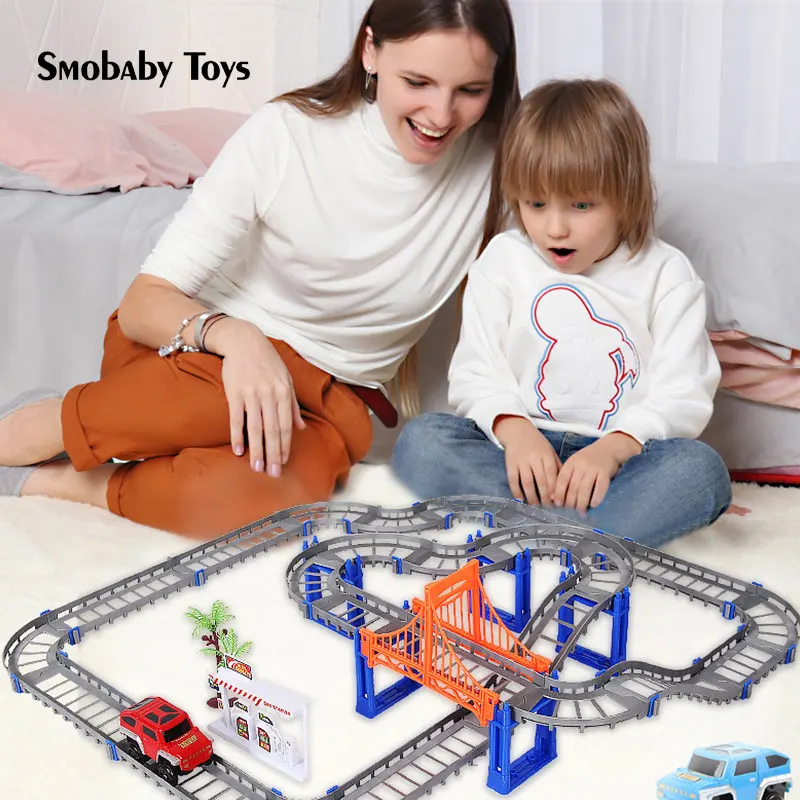 

Wholesale assemble track car toy set fast track car toy children DIY miniature car model set family game for kids cool gifts