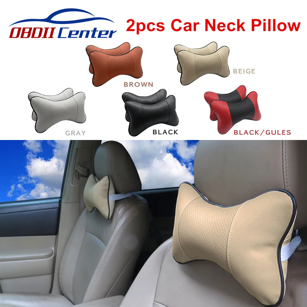

1pc PVC Leather Neck Pillow For Car Interior Car Pillow Headrest Cushion Pad For Cars Automotive Seat Cover Pad Neck Pillow