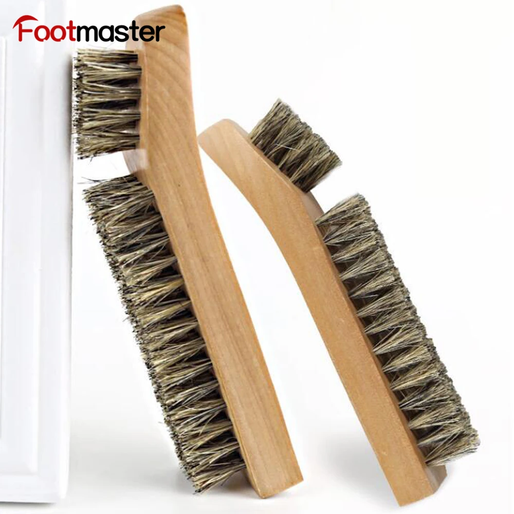 Квадратная щетка для обуви FootMaster 15 3 см конской гривы мягкая деревянная кожаная