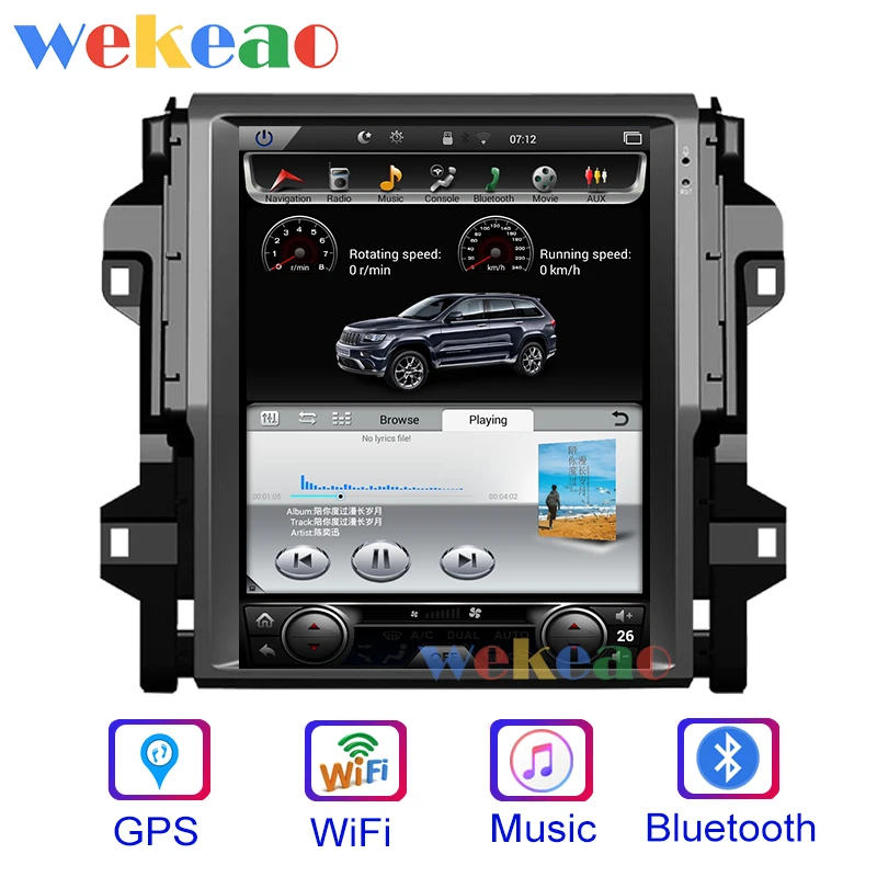 Wekeao вертикальный экран Tesla style 12,1 ''Android 8,1 автомобильный Радио gps навигатор для Toyota Fortuner Revo DVD Автомобильный плеер