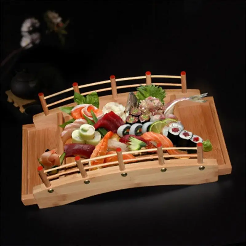 Японская деревянная кухня суши мост лодки сосновые креативные искусственное