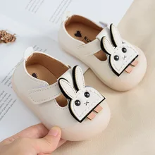 Милая кожаная обувь принцессы с кроликом; белая обувь для маленьких девочек; сезон весна-осень; детская обувь на плоской подошве