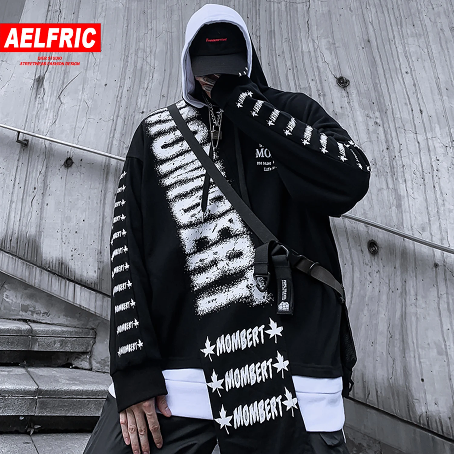 

AELFRIC Hip Hop Letter Printed Mens Hoodies Streetwear 2019 Harajuku Fashion Oversized Pullover Casual Cotton Hooded Sweatshirts