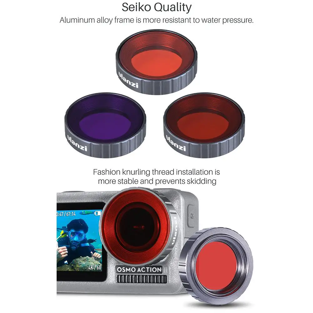 3 шт./компл. для дайвинга Комплект фильтров для камеры Dji Osmo экшн оптический Стекло погружения Плавание Osmo экшн Камера объектив фильтр аксессуары R60