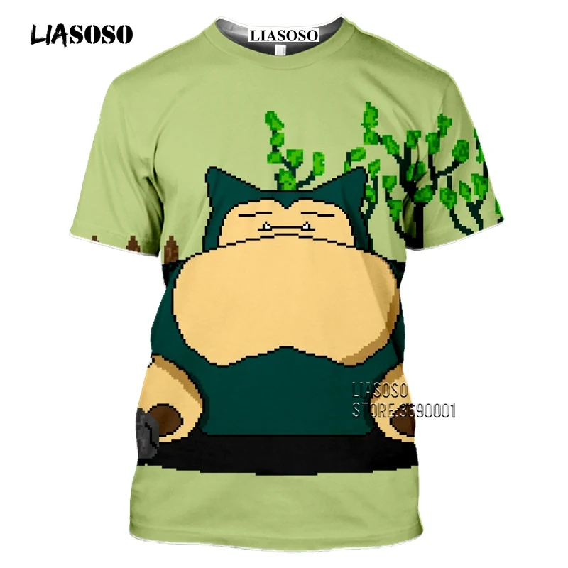 Japan Cartoon Snorlax T shirts Men 3D Print Kawaii Pokemon Tshirt Summer Casual Harajuku Shirt Fitness Hip Hop Tops Streetwear (19)