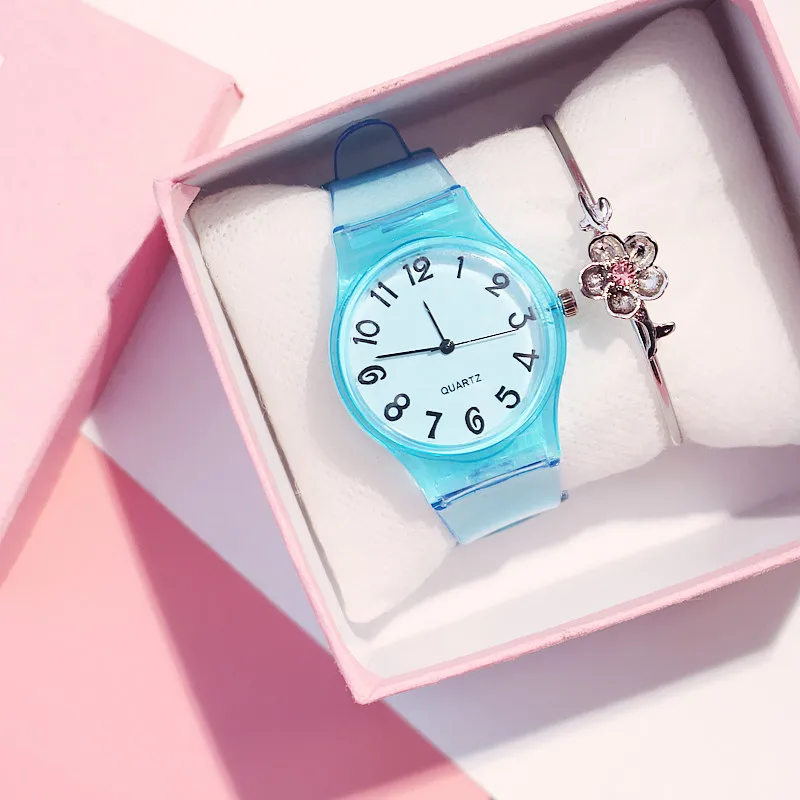 Детские часы прекрасная чистая цветная силиконовая резина прозрачный ремешок часы для мальчика наручные часы для девушек часы relogio montre enfant