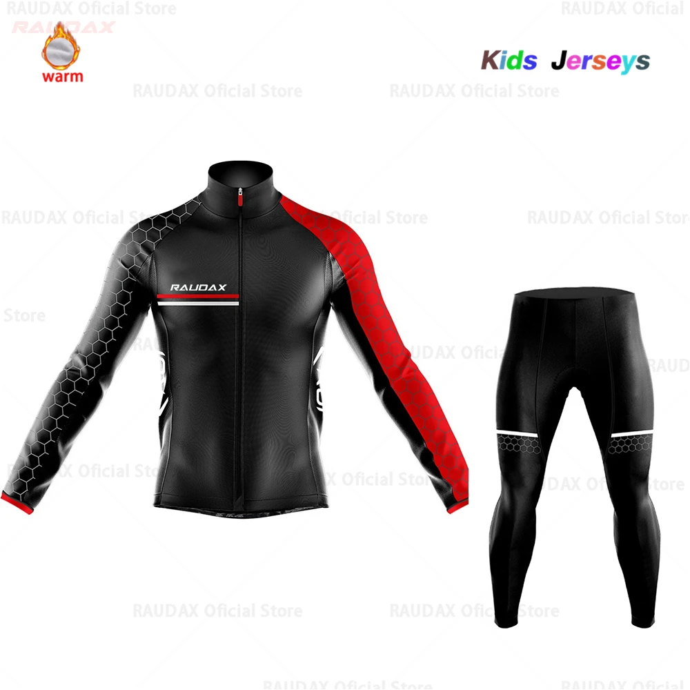 Крутой набор Джерси для велоспорта для мальчиков Pro Team Raudax, велосипедная форма для мальчиков, Джерси для велоспорта MTB, детская зимняя флисовая одежда для велоспорта