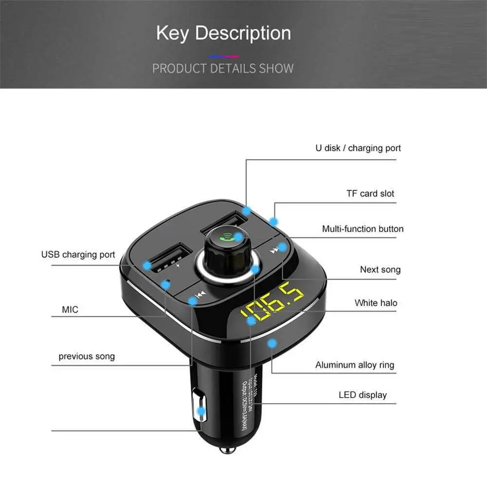 Автомобильный MP3-плеер Bluetooth fm-передатчик комплект Hands-Free 3.1A двойной зарядное устройство usb автомобильный аудио-mp3-плеер