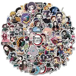 100Pcs Japan Anime Kimetsu No Yaiba Stickers For CarLaptop Guitar Skateboard Demon Blade Slayer Sticker