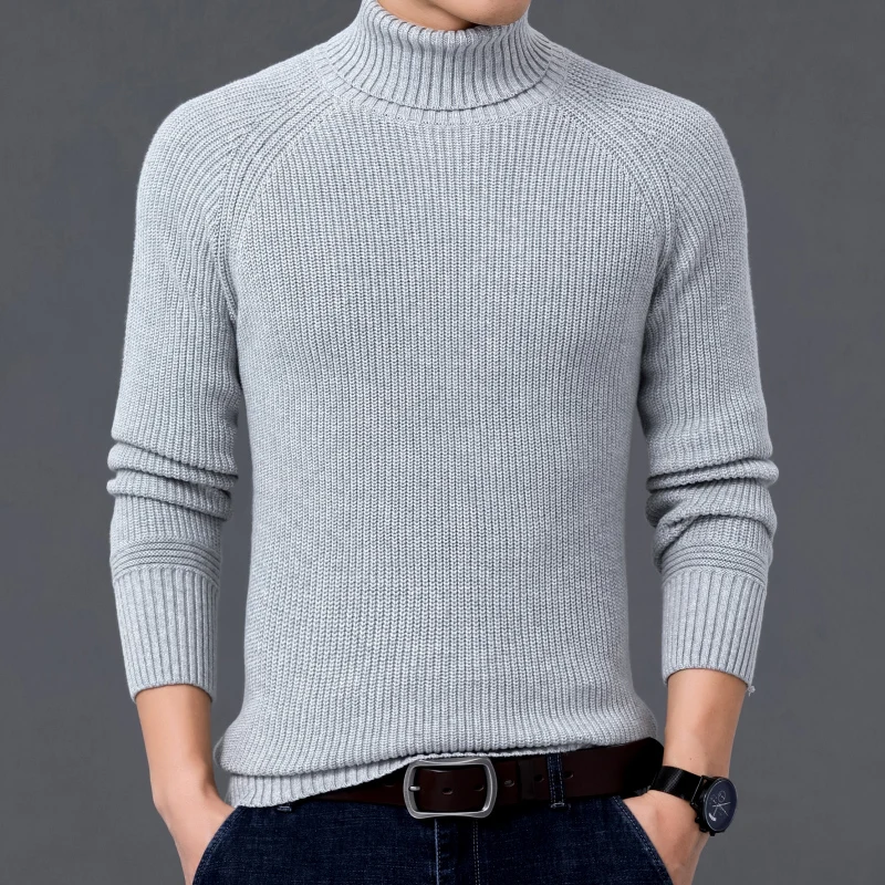 

Men Turtleneck Sweater 2020 New Arrival Autumn And Winter Korean Style Cotton Male Knitted Pullover Sweater Blue Black Gray M84