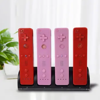

4Port Smart Charger Charging Dock Station with Rechargeable Batteries USB Data Cable for WII Game Console Accessories