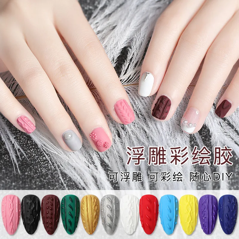 

Manicure Embossment Gel Coloured Drawing Dual Purpose Glue Feature Glue Phototherapy Plastic Solid Color Painting Fish Maw Line