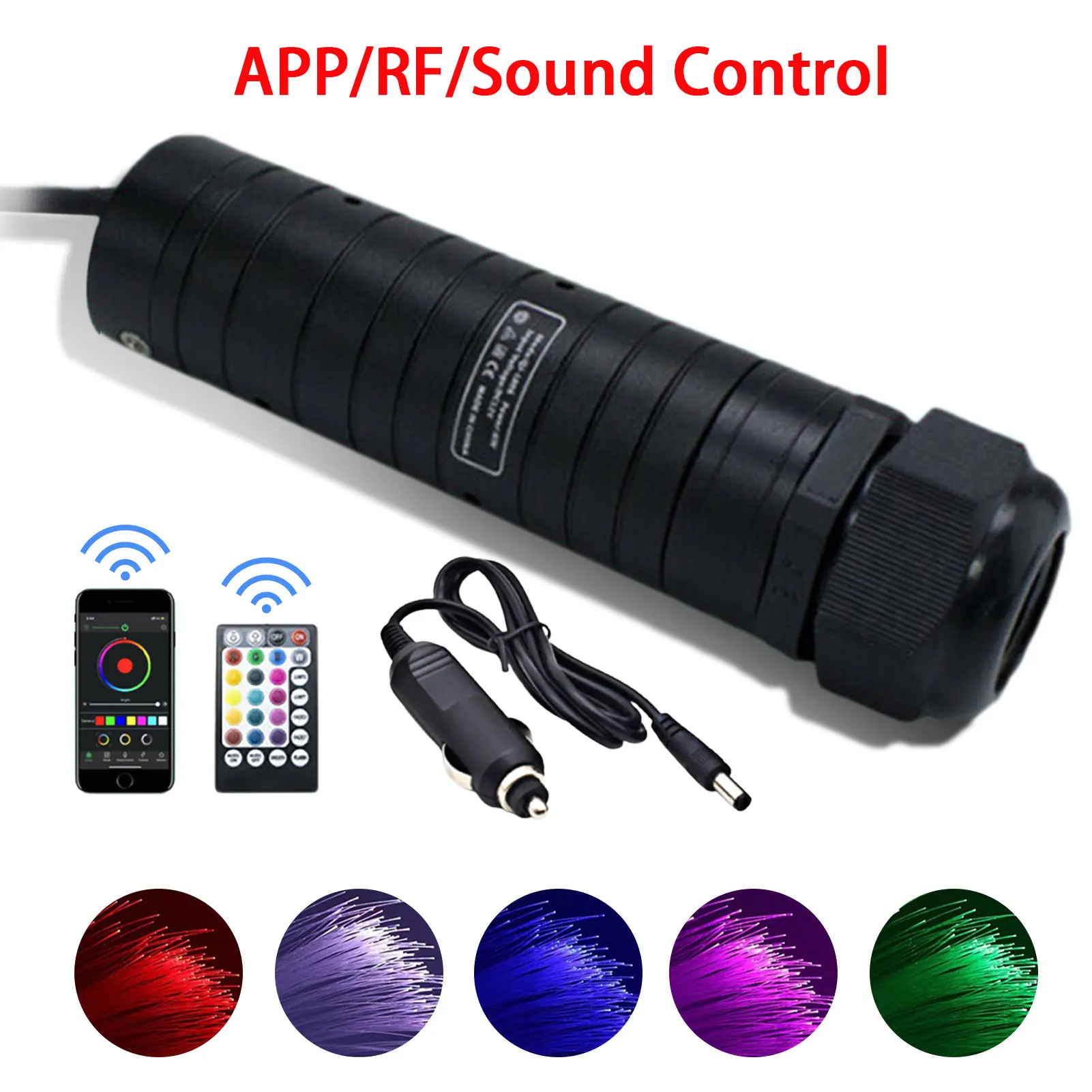 12V Car RGB LED Fiber Optic Light Roof RF Remote Control Star Colorful Voice/app Modification Accessories | Автомобили и