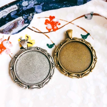 

5pcs/lot 30mm Necklace Pendant Setting Antique Bronze Silver Glass Cabochon Blank Base Supplies for Jewelry Finding T81