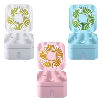 

Mini Portable Cube Fan Mute Air Purification Humidifier Fan with Colorful Atmosphere Lamp for Home Office Supplies 27RB