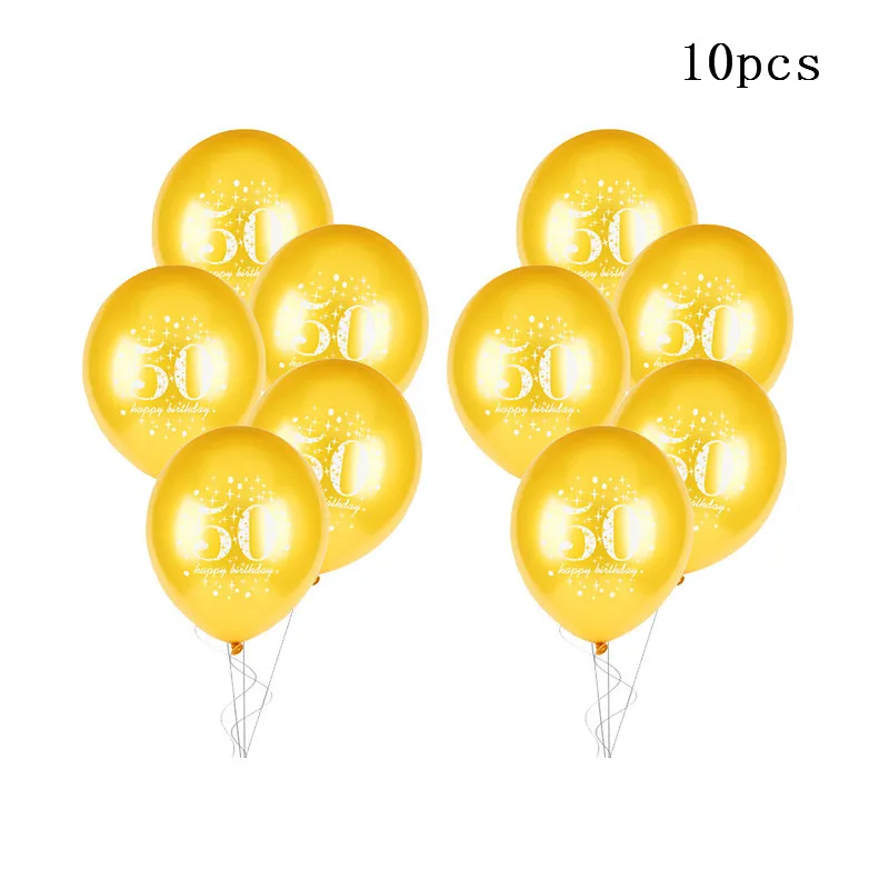 10pcs gold 50 30th 40th 50th латексный воздушный шар "Конфетти" С Днем Рождения украшения для взрослых 30 40 50 60 лет с днем рождения - Цвет: 10pcs gold 50