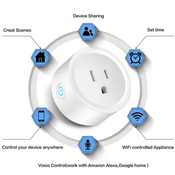 

Smart Plug Socket US Plug with Surge Protector 110-240V 10A Phone / Voice /WiFi Remote Control Work with Alexa Google Home IFTTT