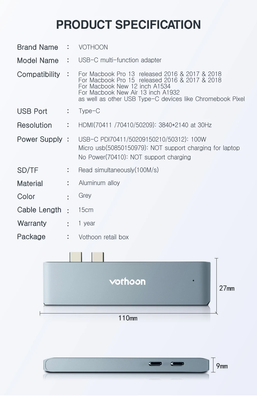 Votoon USB C концентратор для мульти USB3.0 HDMI USB концентратор для MacBook Pro Air USB сплиттер 7 портов Thunderbolt 3 концентратор двойной usb type C концентратор