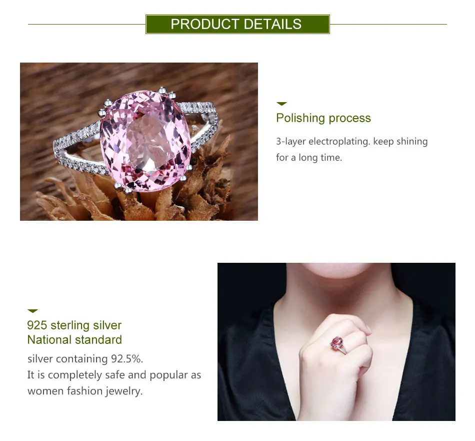 ZDADAN Ring aus 925er-Sterlingsilber, rosa Zirkonia, für Damen, modisch, Hochzeit, Verlobung, Schmuck, Geschenk – Detail 2
