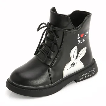

Girls boots 2019 autumn and winter new children's Martin boots plus velvet little girl boots fashion pattern princess boots