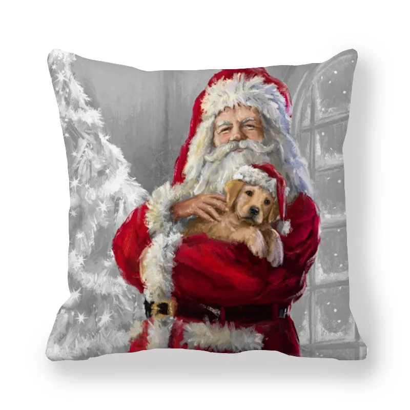 

1pcsChristmas Santa Claus. Snowman Cushion Cover Pillow Box Square Car Home Christmas Sofa Decoration Pillow Case Christmas Gift