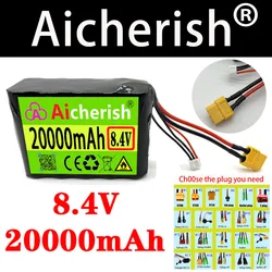 8.4V 20Ah 2S5P 7.4V High Capacity UAV Rechargeable Li-ion Battery For Various RC Airplane Quadrotor XH2.54-3P XT60