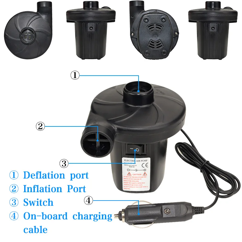 Электрический воздушный насос с вилкой ЕС, никель-кадмиевый аккумулятор, надувной воздушный насос 12 В, автомобильный нагнетательный насос, электронасос с 3 насадками