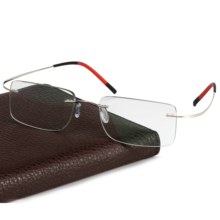 Pure Titanium Eyeglasses Frames Rimless Ultralight High Elasticity Optical Glasses Frame No Screw Design Rimless Spectacles